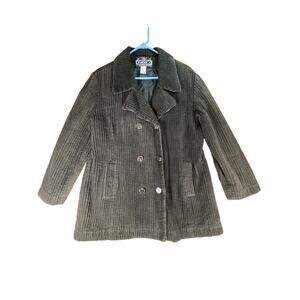 Woman's Urban Vibe Authentic Vintage Double Breasted Black Corduroy Coat Size M